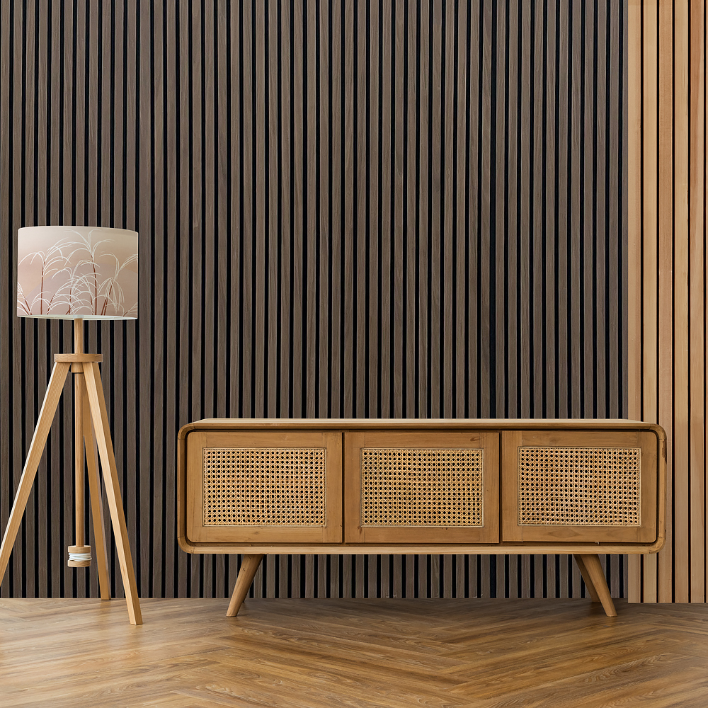 000dark smoke oak Soundproof Wooden Slat Acoustic Panels